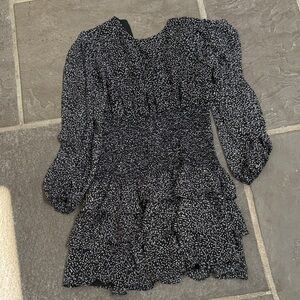 Bardot Black Mini Dress with White Abstract Print